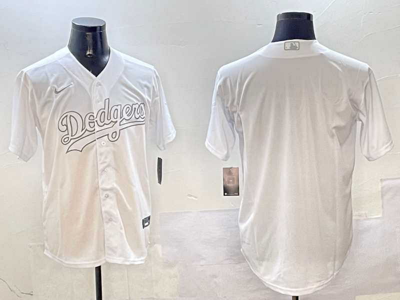 Men's White Los Angeles Dodgers Blank Cool Base Stitched Baseball Jersey